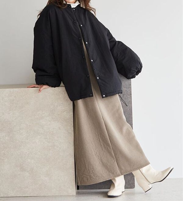 RANAN（ラナン）の「ノーカラーオーバーサイズ中わたブルゾン（ハーフコート）」｜詳細画像