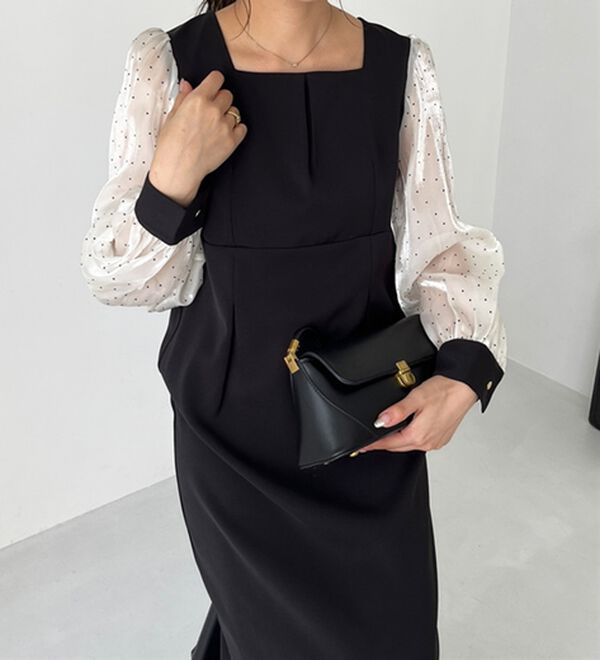 GeeRA（ジーラ）の「【オケージョン】バックリボンシアードット切替ワンピース（その他ワンピース）」｜詳細画像