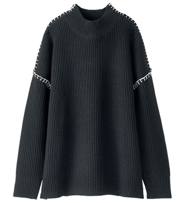 BELLUNA（ベルーナ）の「ゆるっと着映えるハンドステッチセーター（ニット・セーター）」｜黒