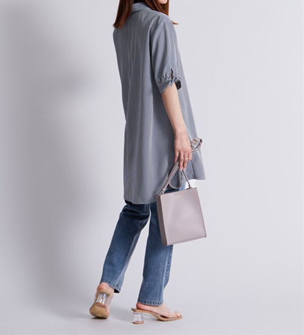 BELLUNA（ベルーナ）の「【接触冷感】麻調素材袖リボン使いシャツチュニック（チュニック）」｜詳細画像