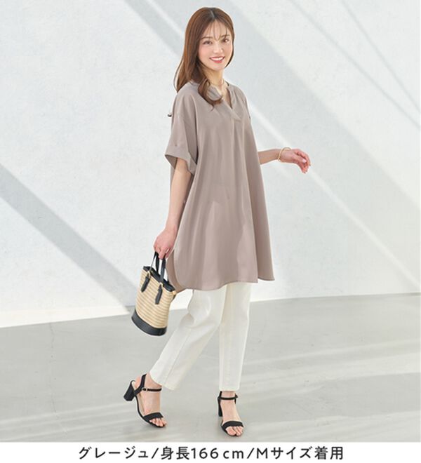 alotta（アロッタ）の「スキッパーとろみブラウスチュニック（ブラウス）」｜詳細画像