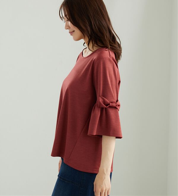 BELLUNA（ベルーナ）の「リボン付フレアー袖プルオーバー（カットソー）」｜詳細画像