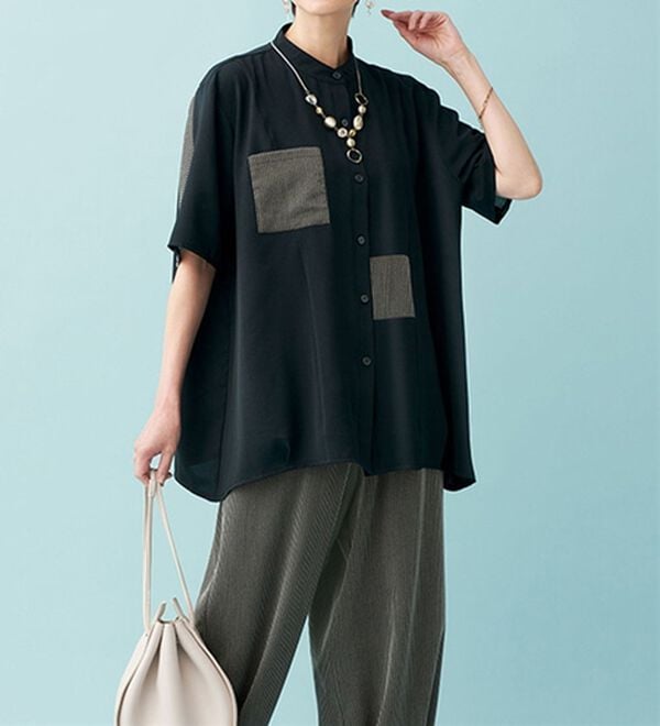 BELLUNA（ベルーナ）の「ストライプ使いバルーンデザインセットアップ（セットアップ）」｜黒系