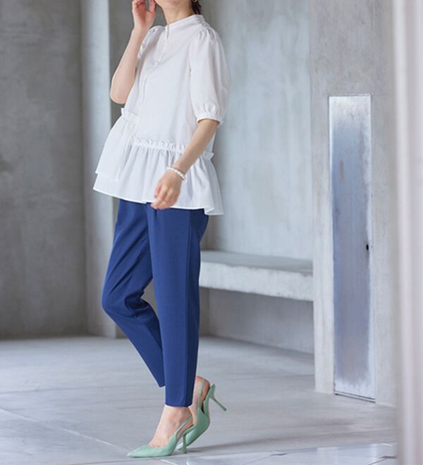 RANAN（ラナン）の「５分袖ペプラムギャザーブラウス（ブラウス）」｜詳細画像