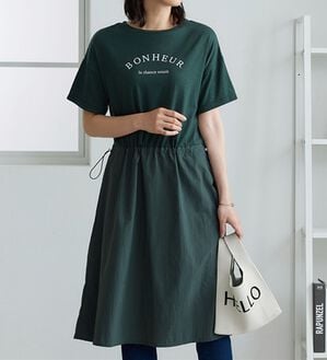 BELLUNA（ベルーナ）の「ドロスト使いドッキングワンピース（その他ワンピース）」｜グリーン