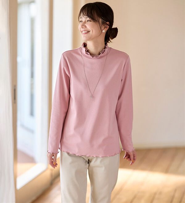 BELLUNA（ベルーナ）の「衿異素材ダブルメロープルオーバー（カットソー）」｜詳細画像