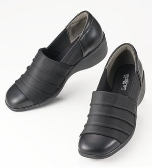 ルフラン（ルフラン）の「ラシーナコンフォート　はっ水ストレッチ４Ｅシューズ（スリッポン）」｜ブラック