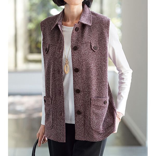 BELLUNA（ベルーナ）の「【２枚組】ツイード調素材デザインベスト（ベスト）」｜詳細画像