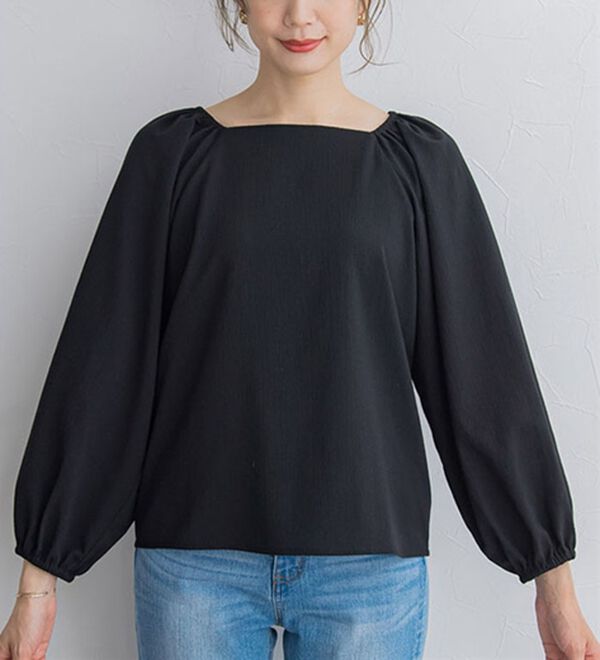 Pierrot（ピエロ）の「スクエアネックボリュームブラウス（ブラウス）」｜詳細画像