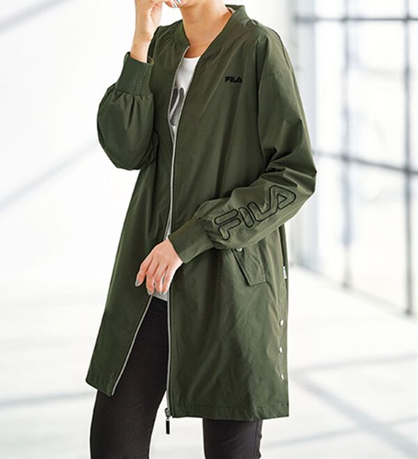 BELLUNA（ベルーナ）の「＜ＦＩＬＡ＞リブ使いはっ水ロングブルゾン（ブルゾン）」｜カーキ