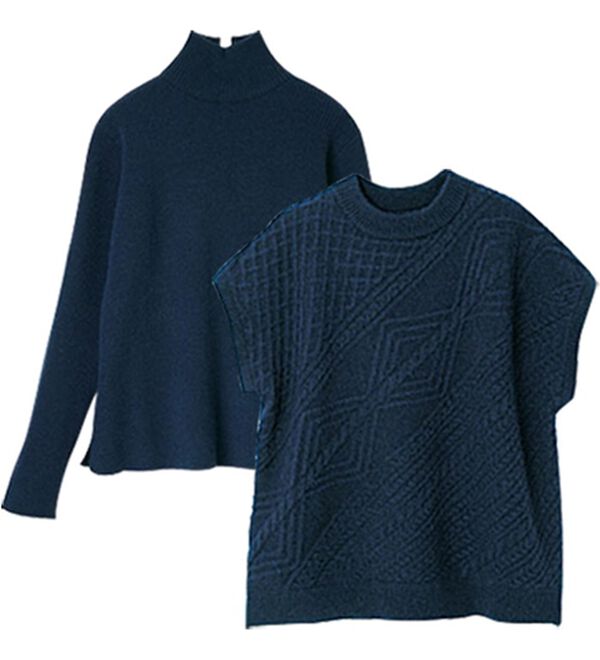 RANAN（ラナン）の「２点セット　レイヤードニット（ニット・セーター）」｜ネイビー