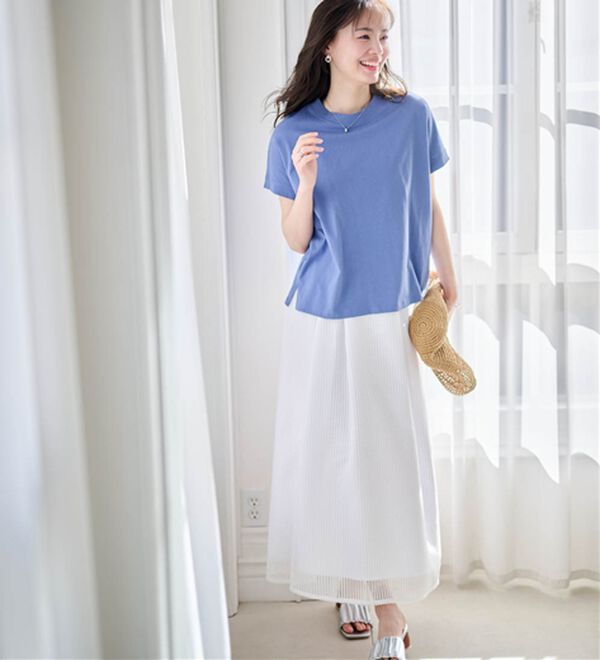 RANAN（ラナン）の「【選べる袖丈】ひんやり！＜BC＞綿100％プチハイネックＴシャツ（カットソー）」｜詳細画像