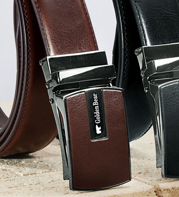 「＜ゴールデンベア＞長く使える！着脱楽々ベルト（メンズベルト）」｜バックルブラウン