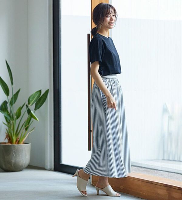 Pierrot（ピエロ）の「【選べるネック】シルケットコットンＴシャツ（Tシャツ）」｜詳細画像