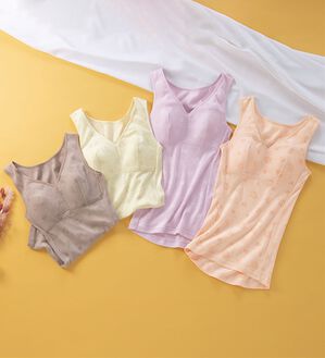 「【４色組】綿１００％締め付けないブラキャミ（肌着・インナーウェア）」｜4色組