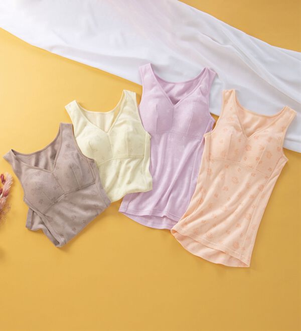 「【４色組】綿１００％締め付けないブラキャミ（肌着・インナーウェア）」｜4色組