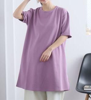 A HAPPY MARILYN（アハッピーマリリン）の「【Ｍ～８Ｌ】【接触冷感・吸水速乾】体型カバー五分袖チュニック（チュニック）」｜ラベンダー