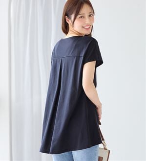 alotta（アロッタ）の「＜－３ｋｇ＞細見え叶う！ＡラインフレアチュニックＴシャツ（チュニック）」｜ネイビー