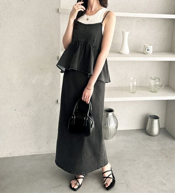 GeeRA（ジーラ）の「楽ちん！デニムペプラムキャミワンピース（その他ワンピース）」｜詳細画像