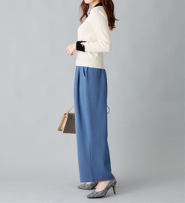 alotta（アロッタ）の「洗える！もっちりタッチ衿付フェザー切替配色ニット（ニット・セーター）」｜詳細画像