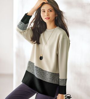 BELLUNA（ベルーナ）の「【Ｌａｇｒｉｌｕａ】とろみ素材ニット切替プルオーバー（カットソー）」｜詳細画像