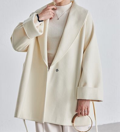 RANAN（ラナン）の「ウール調ビッグカラーガウンコート（ハーフコート）」