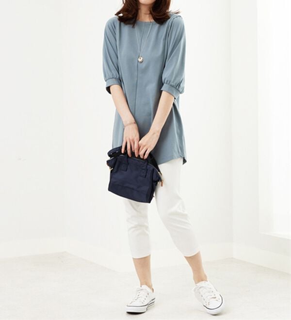 BELLUNA（ベルーナ）の「汗ジミ対策！ギャザー使いチュニック（チュニック）」｜詳細画像