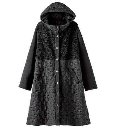 BELLUNA（ベルーナ）の「おしゃれの主役ボア中わた切替ロングコート（ロングコート）」