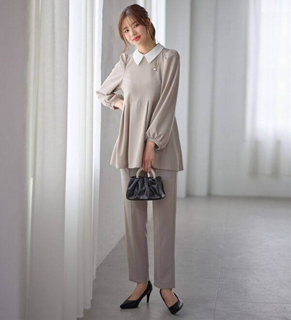 GeeRA（ジーラ）の「【２点セット】２ＷＡＹプリーツ切替ブラウスセットアップ（ブラウススーツ）」｜詳細画像