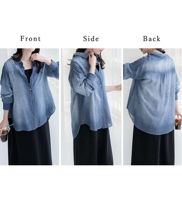 BELLUNA（ベルーナ）の「柔らかシアーデニム素材シャツチュニック（チュニック）」｜詳細画像