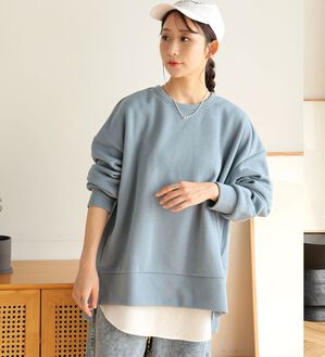 A HAPPY MARILYN（アハッピーマリリン）の「【Ｌ～６Ｌ】【ハピぽか裏起毛】サイド深スリットトレーナー 毛玉になりにくい（トレーナー・スウェット）」｜詳細画像