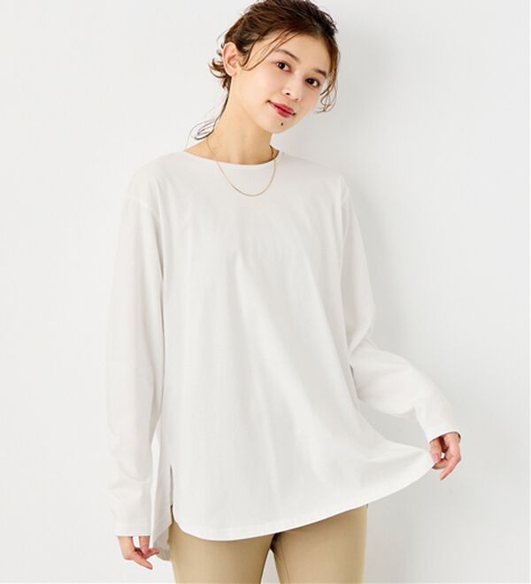 Viola e Viola（ヴィオラ エ ヴィオラ）の「【吸湿発熱】あったか綿１００％チュニックTシャツ（チュニック）」｜詳細画像