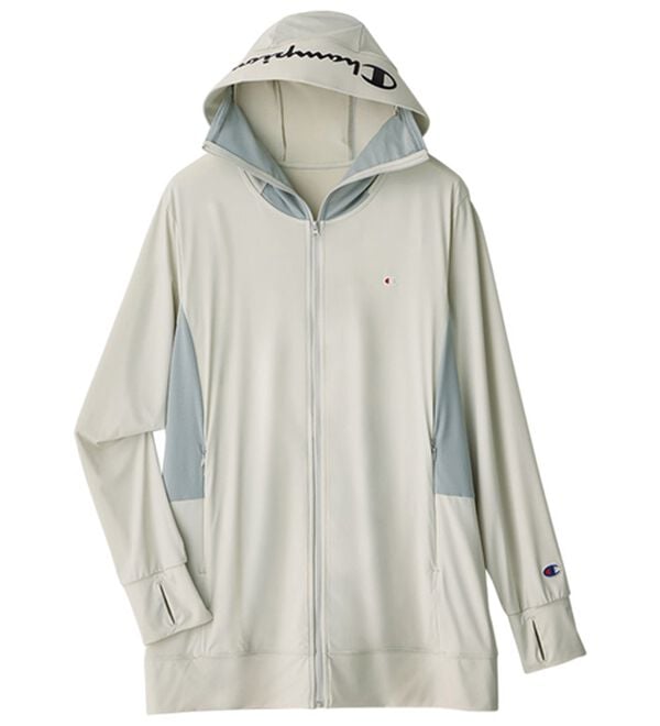 ルフラン（ルフラン）の「＜Ｃｈａｍｐｉｏｎ＞フェイスガード付ＵＶパーカー（パーカー）」｜ライトグレー