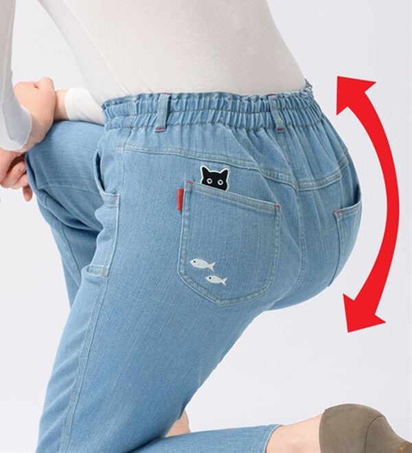 ルフラン（ルフラン）の「【２本組】ねこいっぱいのデニムパンツ（フルレングスパンツ）」｜詳細画像