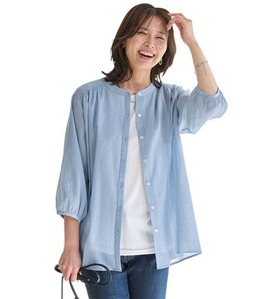 BELLUNA（ベルーナ）の「【タンクトップ付】綿シアーシャツブラウスセット（シャツ）」