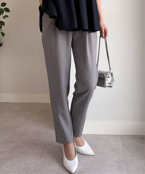 RANAN（ラナン）の「【ひんやり・ＵＶ】機能付麻調美脚タックテーパードパンツ（フルレングスパンツ）」｜詳細画像