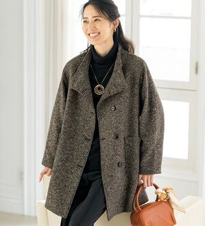 ウール調ヘリンボーン柄コート - ベルーナ【公式】