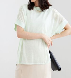 BELLUNA（ベルーナ）の「【２点セット】シアーボーダープルオーバーアンサンブル（アンサンブル）」｜ミント系