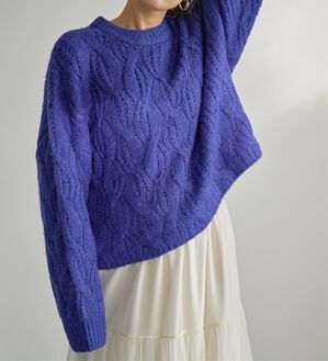 RANAN（ラナン）の「ビッグケーブル短丈ニット（ニット・セーター）」｜ブルー