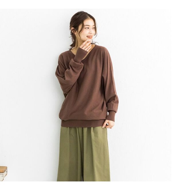 Viola e Viola（ヴィオラ エ ヴィオラ）の「【静電気防止】綿１００％Ｖネックドルマンセーター＜Ｍ～４Ｌ＞（ニット・セーター）」｜詳細画像