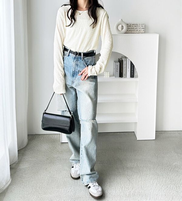 GeeRA（ジーラ）の「クルーネックジャガードプルオーバー（カットソー）」｜詳細画像