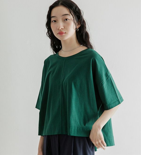 A HAPPY MARILYN（アハッピーマリリン）の「【LUMFORLE　produced by My:nia】華奢魅せ美人 なめらかシルケットスムース 肩タック カットソーＴシャツ（Tシャツ）」｜詳細画像