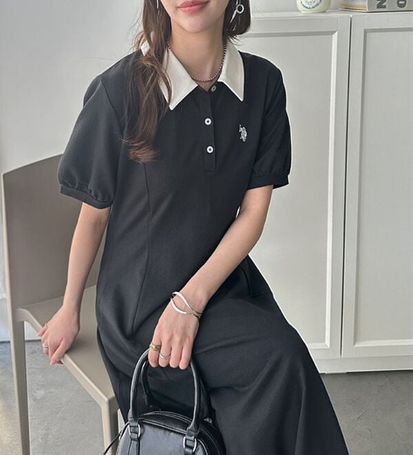 GeeRA（ジーラ）の「【Ｕ．Ｓ．ＰＯＬＯＡＳＳＮ】ポロ衿ワンピ―ス（その他ワンピース）」｜詳細画像