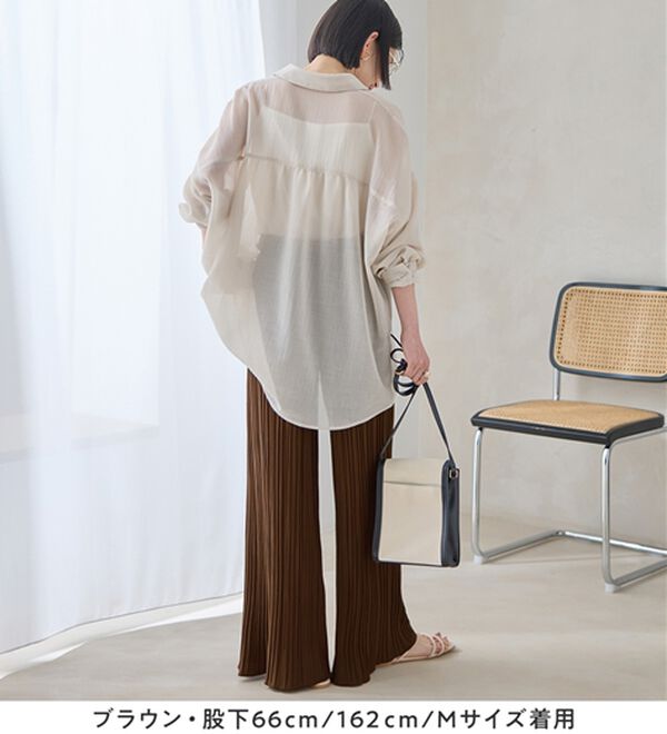 Viola e Viola（ヴィオラ エ ヴィオラ）の「着心地楽ちん！さらっと軽やかプリーツパンツ（フルレングスパンツ）」｜詳細画像