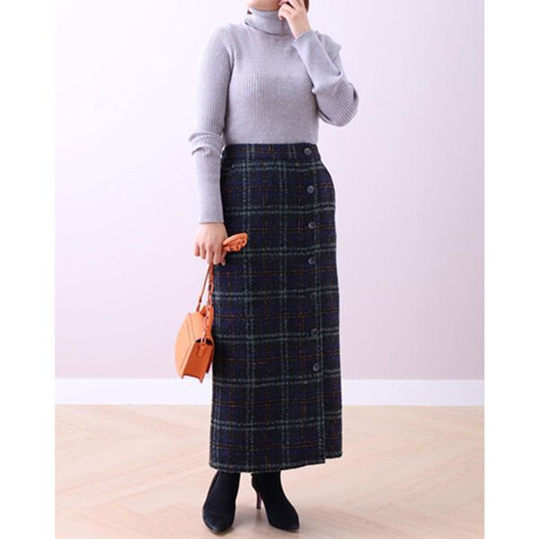 BELLUNA（ベルーナ）の「ツイード調ボタンデザインスカート（ロングスカート）」｜詳細画像