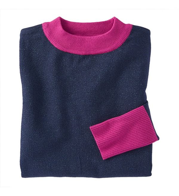 BELLUNA（ベルーナ）の「ラメ入り配色ニットプルオーバー（ニット・セーター）」｜詳細画像