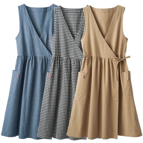 LAVIENNE（ラヴィエンヌ）の「【３着組】そのままお出かけ！エプロンワンピース（エプロン）」｜詳細画像