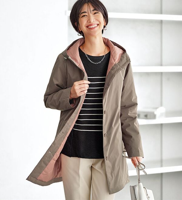 BELLUNA（ベルーナ）の「軽量×防風！配色使い中わたコート（ロングコート）」｜詳細画像