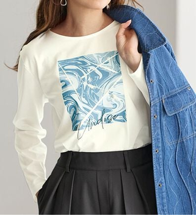 BELLUNA（ベルーナ）の「一枚で着映えるデコラＴ（長袖）（チュニック）」