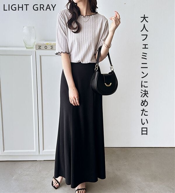 GeeRA（ジーラ）の「配色メロー５分袖表面感カットソー（カットソー）」｜詳細画像